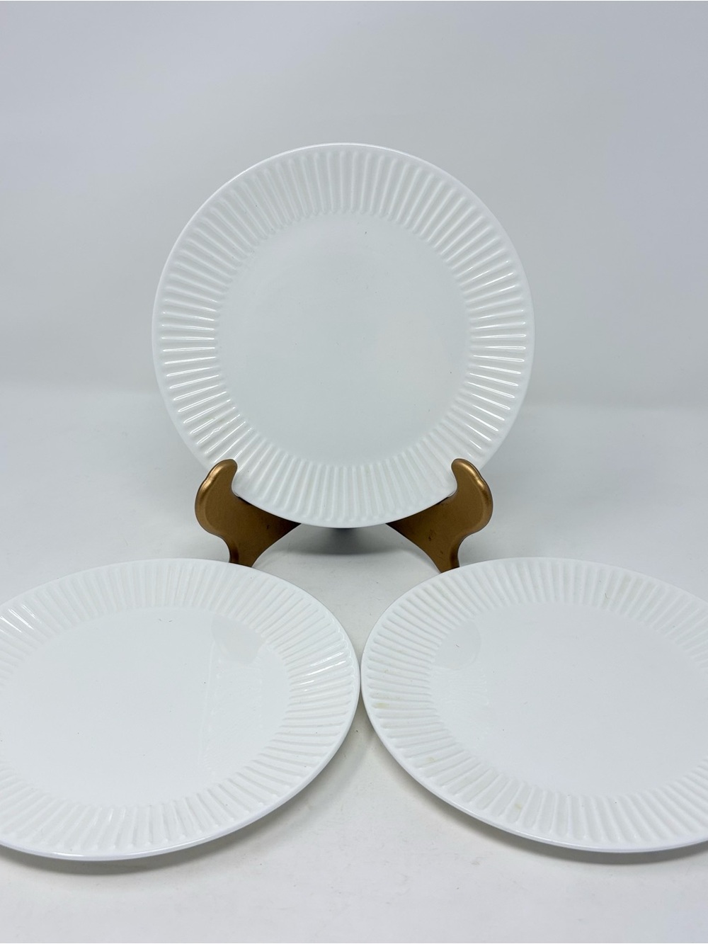 Mikasa Kendall White Bone China Bread Butter Plate Ribbed 6.5” Set of 3